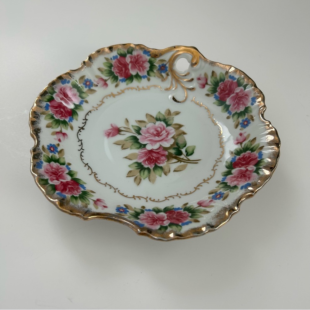 🔻🔻🔻sale Vintage dresden cabbage rose bowl
